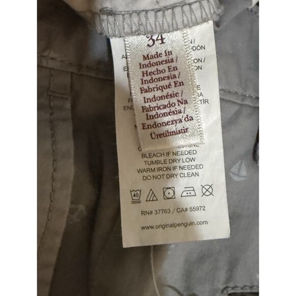 Original Penguin Men’s Anchor Print Shorts Gray 34 Chino Casual Nautical Summer - Picture 6 of 6